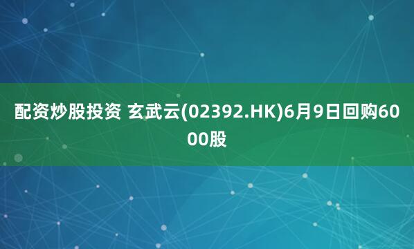 配资炒股投资 玄武云(02392.HK)6月9日回购6000股