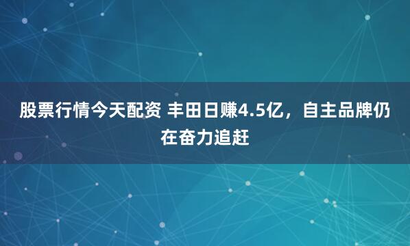 股票行情今天配资 丰田日赚4.5亿，自主品牌仍在奋力追赶